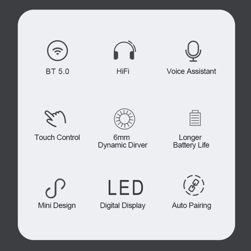 Wireless Earbuds Bluetooth 5.0: Durable ABS Material - Sleek Black White Options Compact Lightweight 80g Design with 4h Music Call Time 1500mAh Charging Box for Travel Daily Use - Image 3