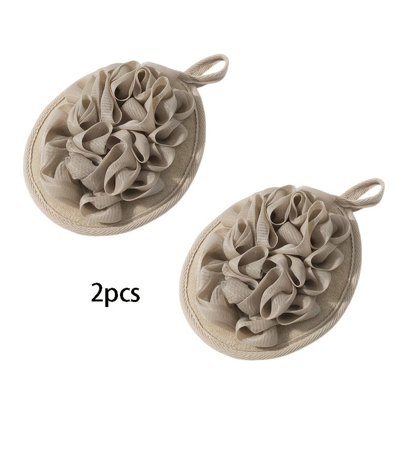 2pcs Exfoliating Shower Puff Loofah Mesh Sponge with Elastic Hand Strap Bath Travel Gift - Image 1