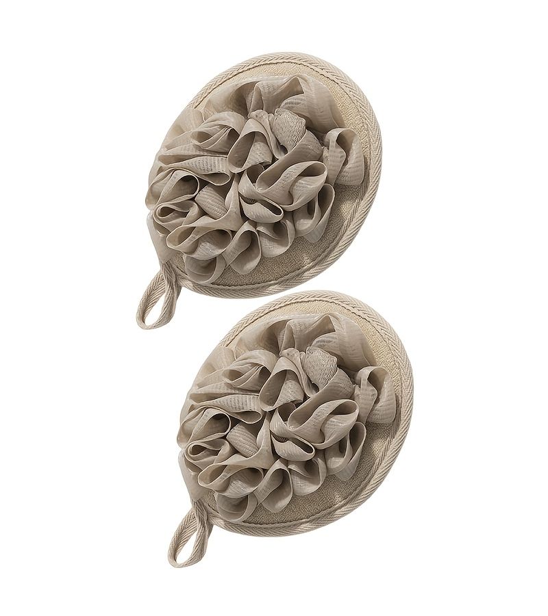 2pcs Exfoliating Shower Puff Loofah Mesh Sponge with Elastic Hand Strap Bath Travel Gift - Image 3