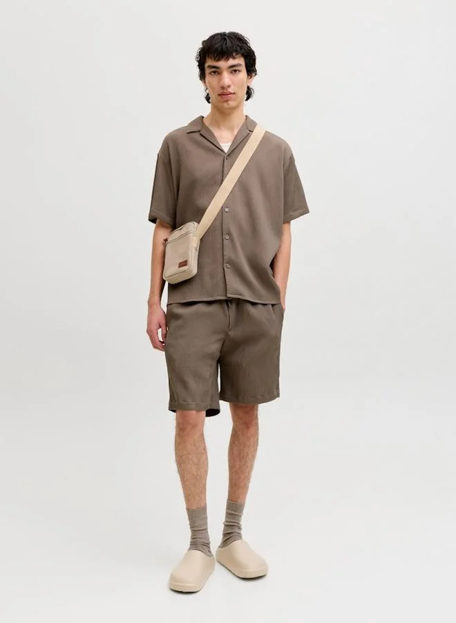 JACK & JONES Men Brown Textured Resort Shirt