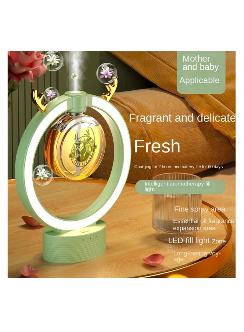 Generic Plastic Medium Aromatic Diffuser Ring Light Design With Deer Antlers and USB Cable - Image 4