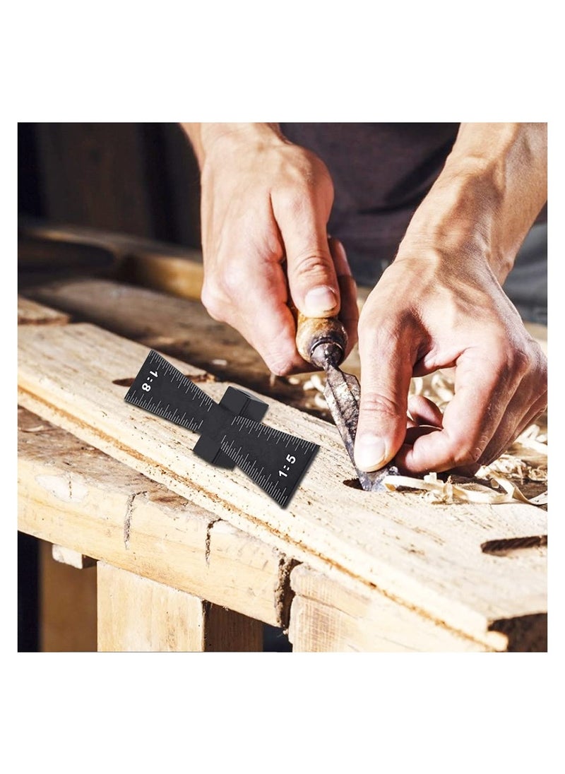 SYOSI - Dovetail Marker, Wood Dovetail Tool, Aluminum Alloy Dovetail Marking, Hand Cut Wood Joints Accurate Dovetail Ruler Marker, Dovetail Gauge Template with Scale 1:5/1:8 for Woodworking (6.4*2.2*1.8) - Image 1