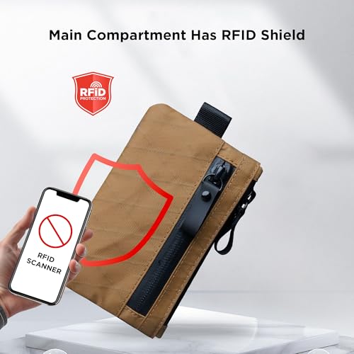 ALPAKA Zip Pouch Coyote Brown X-Pac - RFID-Blocking Small Cash and Card Zip Wallet with Carbon Neutral, Weatherproof Fabrics, YKK Zipper, EDC Pouch for Men Travel - Image 3