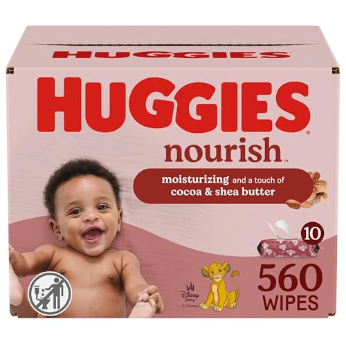 Huggies Nourish Scented Baby Wipes, 10 Push Button Packs (560 Wipes Total) - Image 1