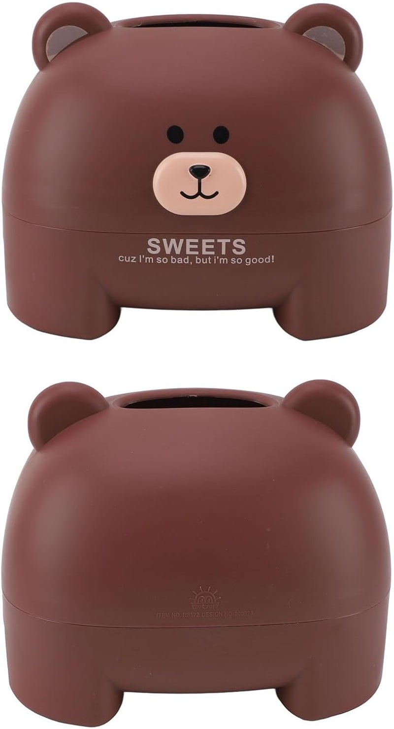 VINGVO Cartoon Animal Tissue Box Cover, Cute Tissue Holder, Decorative Dispenser with Replacement Base, Ideal for Home Office (Brown Bear) - Image 2