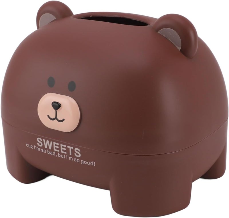 VINGVO Cartoon Animal Tissue Box Cover, Cute Tissue Holder, Decorative Dispenser with Replacement Base, Ideal for Home Office (Brown Bear) - Image 4