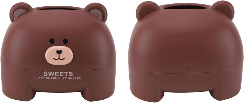 VINGVO Cartoon Animal Tissue Box Cover, Cute Tissue Holder, Decorative Dispenser with Replacement Base, Ideal for Home Office (Brown Bear) - Image 1