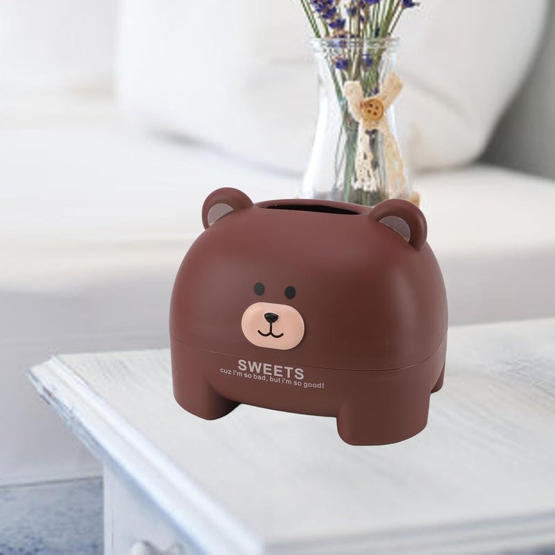 VINGVO Cartoon Animal Tissue Box Cover, Cute Tissue Holder, Decorative Dispenser with Replacement Base, Ideal for Home Office (Brown Bear) - Image 5