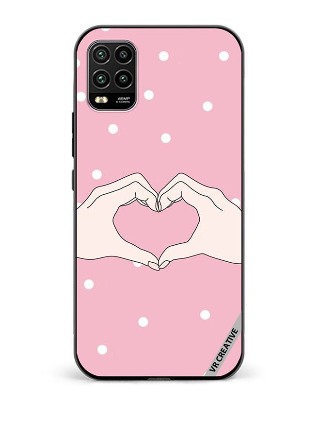 VR CREATIVE Protective Case Cover For Xiaomi Mi 10 Lite 5G Hand Made Heart Pink Design Multicolour  - Image 1