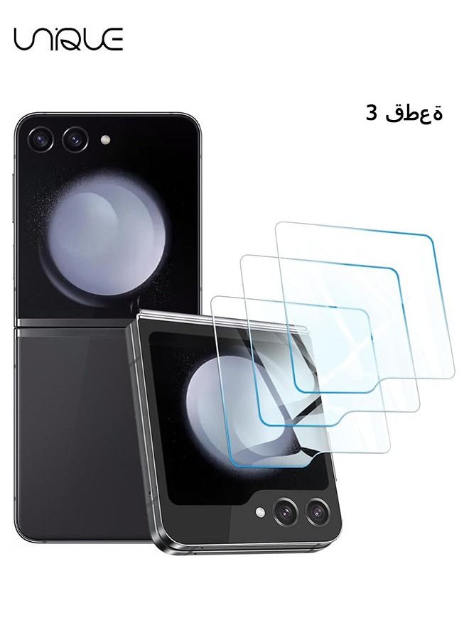 Unique - (3 Pack) Designed for Samsung Galaxy Z Flip 5 5G (Front Screen Only) Tempered Glass Screen Protector, Anti Scratch, Bubble Free - Image 1