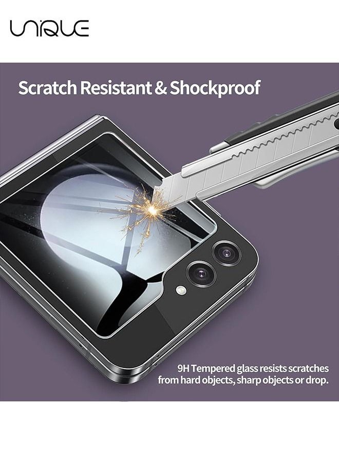 Unique - (3 Pack) Designed for Samsung Galaxy Z Flip 5 5G (Front Screen Only) Tempered Glass Screen Protector, Anti Scratch, Bubble Free - Image 1