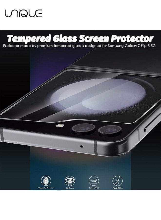 Unique - (3 Pack) Designed for Samsung Galaxy Z Flip 5 5G (Front Screen Only) Tempered Glass Screen Protector, Anti Scratch, Bubble Free - Image 1
