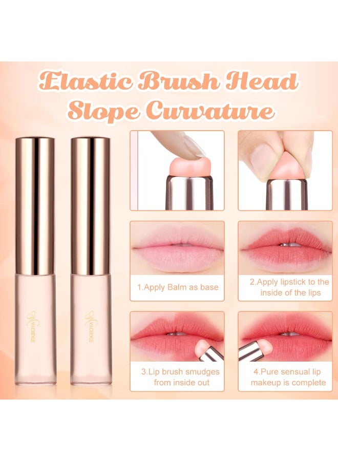 MAYCREATE® 2pcs Silicone Lip Applicator Silicone Lip Brush Lip Balm Lipstick Applicator with Dustproof Cap for Lipstick, Lip Gloss, Lip Tint, Lip Mask, Concealer Applicator - Pink - Image 2