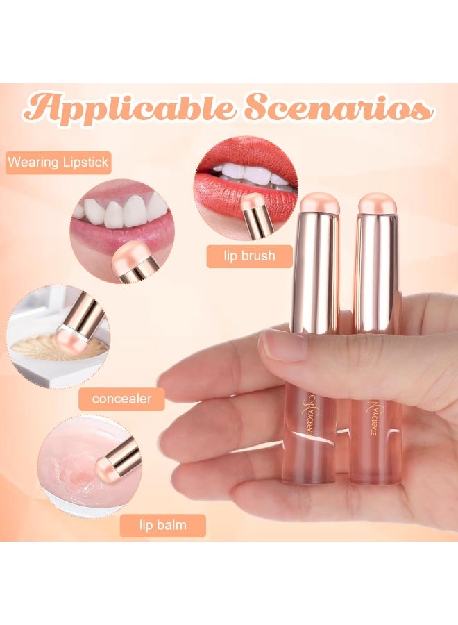 MAYCREATE® 2pcs Silicone Lip Applicator Silicone Lip Brush Lip Balm Lipstick Applicator with Dustproof Cap for Lipstick, Lip Gloss, Lip Tint, Lip Mask, Concealer Applicator - Pink - Image 4