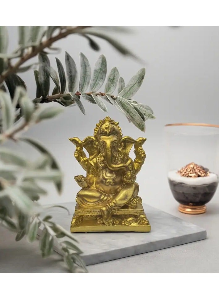 Generic Golden Ganesha Resin Statue – Intricate Elephant God Car Dashboard Ornament & Feng Shui Wealth Decor – Spiritual Gift for Home, Office & Friends  - Image 2