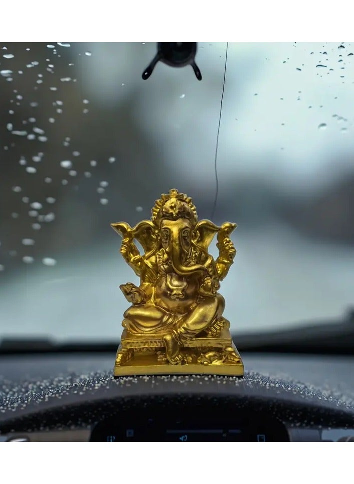 Generic Golden Ganesha Resin Statue – Intricate Elephant God Car Dashboard Ornament & Feng Shui Wealth Decor – Spiritual Gift for Home, Office & Friends  - Image 4