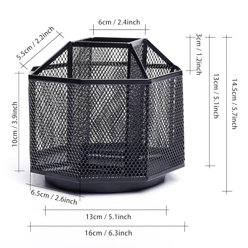 Exerz Desk Organiser/Mesh Desk Tidy Candy/Pen Holder/Multifunctional Organiser 360 Rotating - Image 4