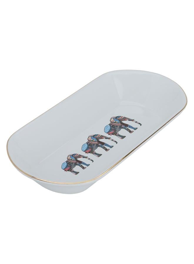 السيف  طبق تقديم من البورسلين 29 سم بنقشة فيل باللون الأبيض - Image 2