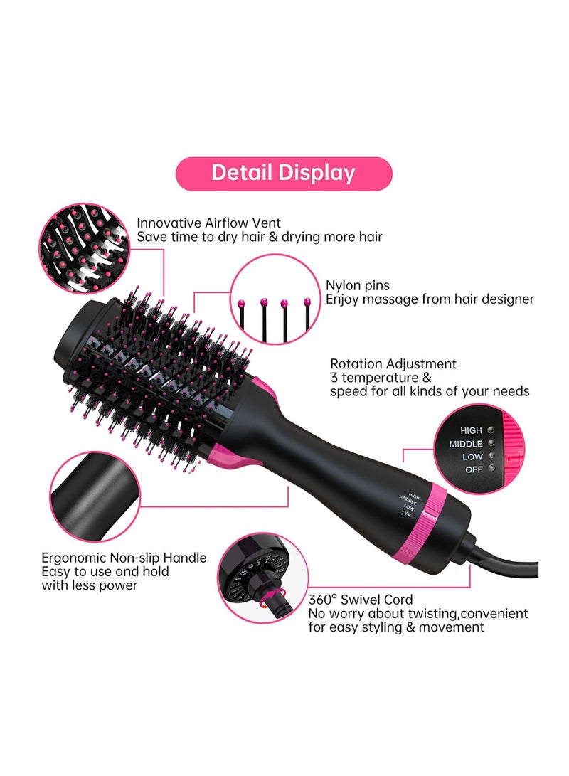 Hair Dryer Brush One-Step Blow Dryer Brush for Styling and Frizz Control Negative Ionic Hot Air Brush Volumizer Ceramic 4 in 1 Hair Dryer and Styler Volumizer with Negative Ion  - Image 5
