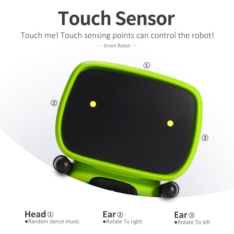 GILOBABY Kids Robot Toys, Smart Talking Robot with Voice Control Touch Sensor, Dancing, Singing, Recording, Repeat, Gift for Boys Age 3+ Years (Green) - Image 3