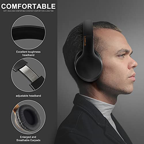 LORELEI X6 Over-Ear Headphones With Microphone, Lightweight Foldable & Portable Stereo Bass With 1.45M No-Tangle Wired for Smartphone Tablet MP3/4 (Black-Gold) - Image 5