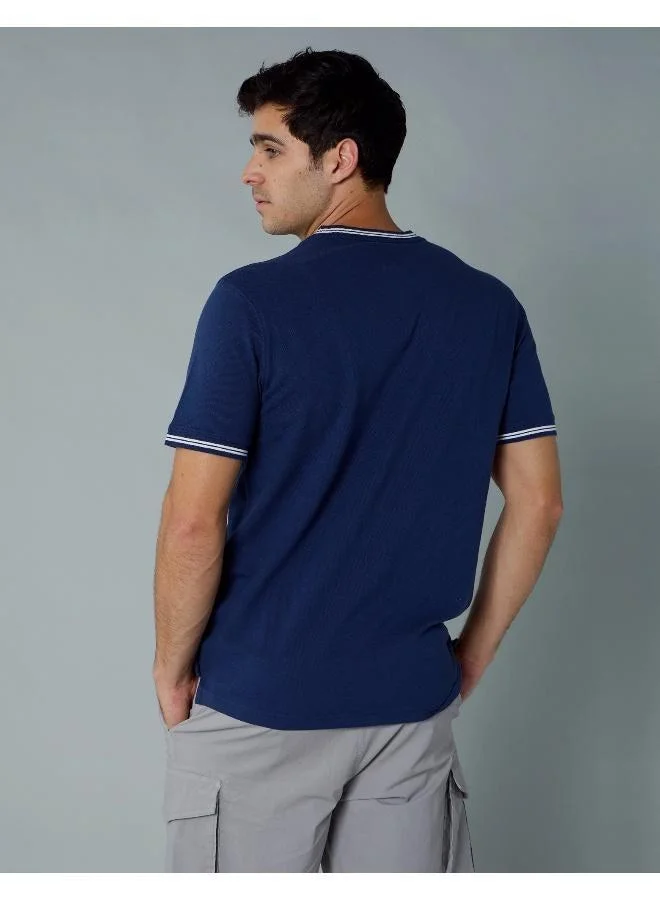 American Eagle RICH NAVY AE Solid Pique T-Shirt for Men | Best Price UAE