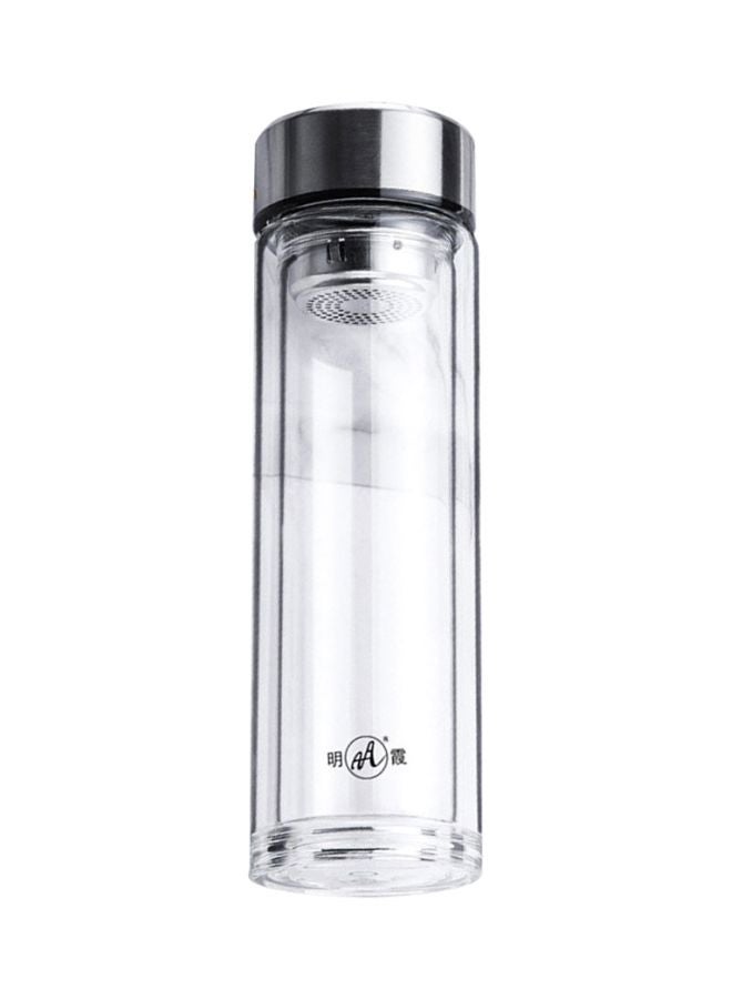 NIBEMINENT Glass Water Bottle Clear/Silver 22.7cm - Image 1