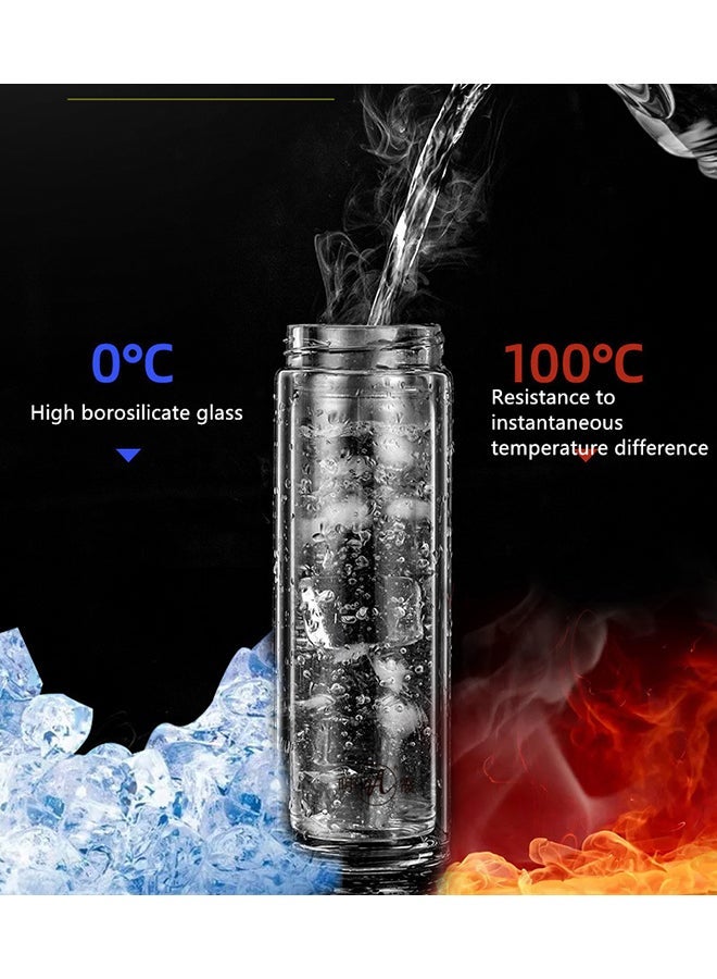 NIBEMINENT Glass Water Bottle Clear/Silver 22.7cm - Image 3