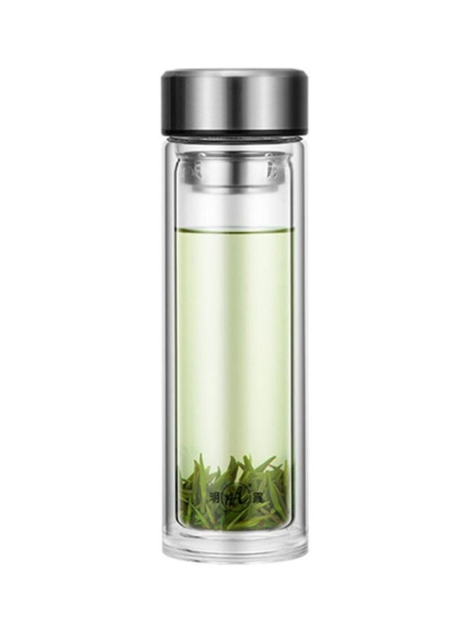 NIBEMINENT Glass Water Bottle Clear/Silver 22.7cm - Image 2