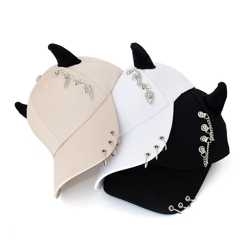 New Metal Decoration Baseball Cap Personalized Ears Iron Ring Cap Female Street Couple Casual Hip-Hop Cap - Image 4