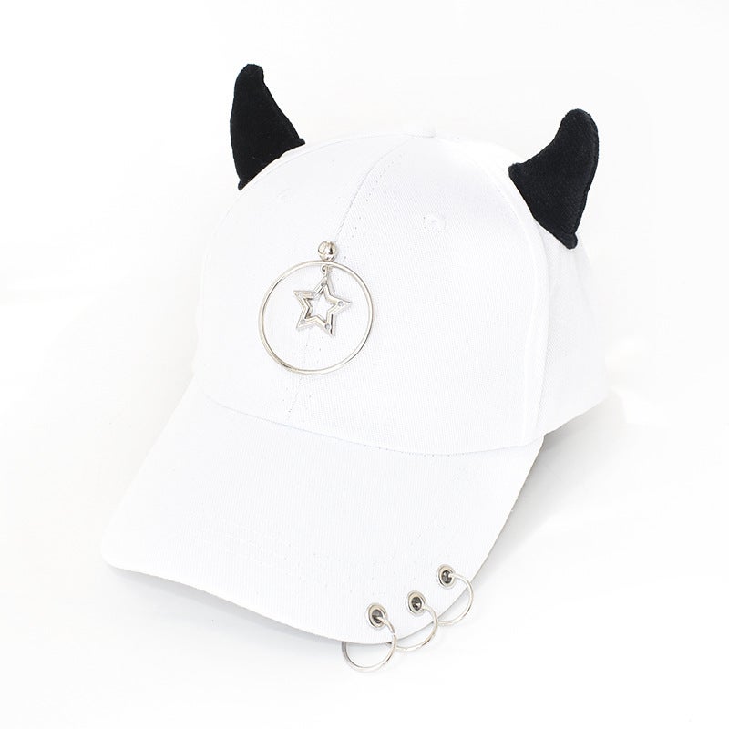 New Metal Decoration Baseball Cap Personalized Ears Iron Ring Cap Female Street Couple Casual Hip-Hop Cap - Image 1