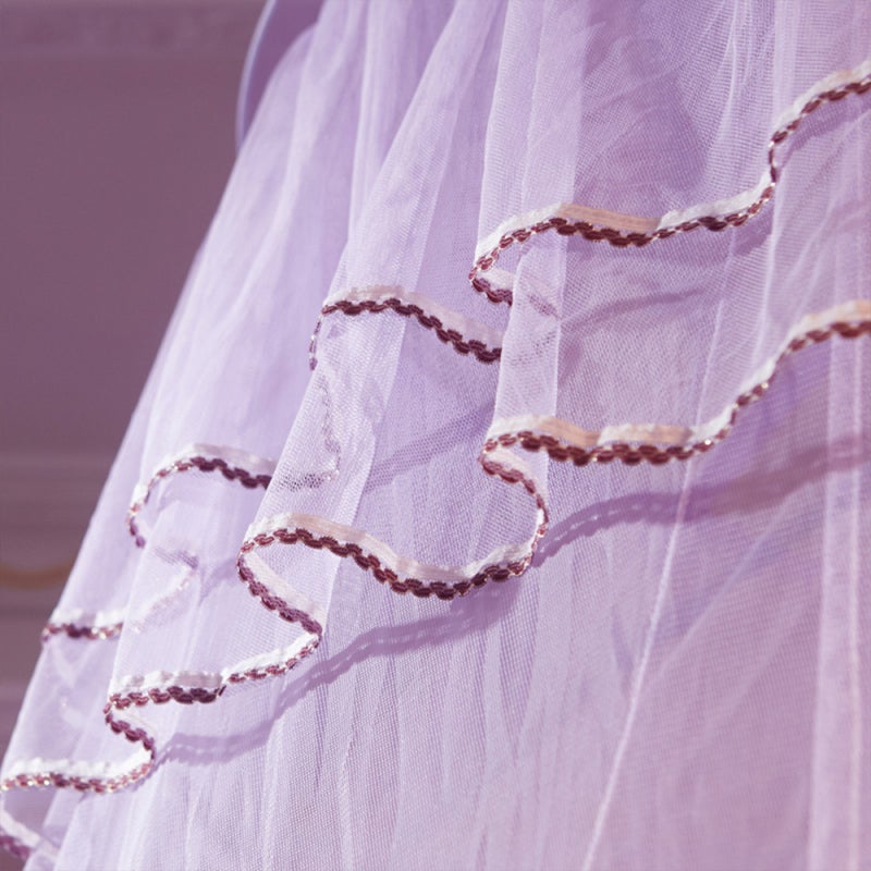 Universal Dome Bed Canopy Single Entrance Fine Mesh Bed Net Lace Curtain Princess Style Bedroom Decoration Easy Installation Purple - Image 5
