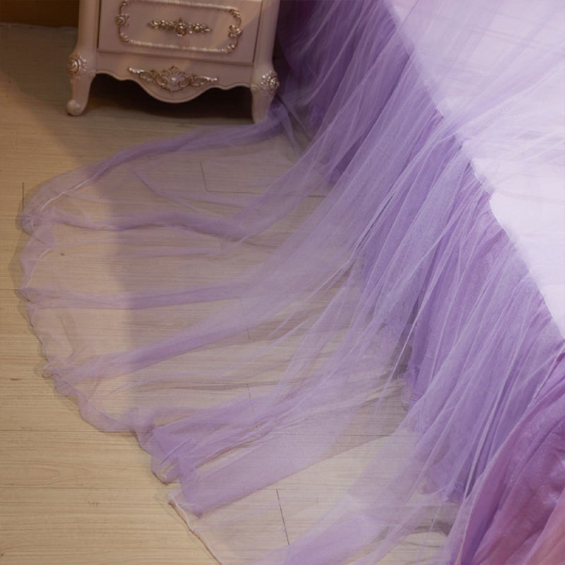 Universal Dome Bed Canopy Single Entrance Fine Mesh Bed Net Lace Curtain Princess Style Bedroom Decoration Easy Installation Purple - Image 4