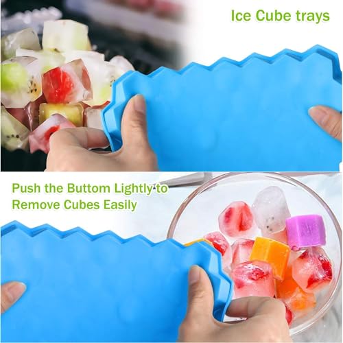 ADD2CART Honeycomb Ice Cube Trays, 37 Cubicles, Flexible Silicone, 2-Pack, Blue and Green (Honey Icecube) - Image 3