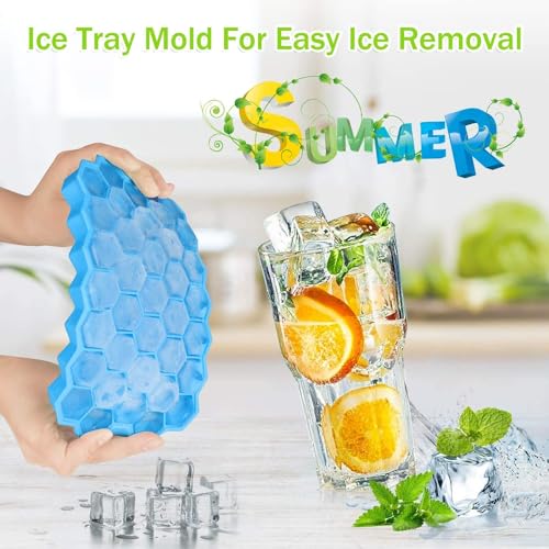 ADD2CART Honeycomb Ice Cube Trays, 37 Cubicles, Flexible Silicone, 2-Pack, Blue and Green (Honey Icecube) - Image 4