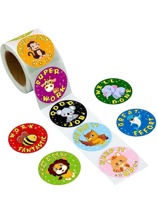 إيروريكس ملصقات مكافأة الحيوانات، لفافات حيوانات كرتونية للأطفال، ألوان زاهية، ذاتية اللصق، سهلة الإزالة، ملصق عملي مناسب للتثبيت على الكتب ومخططات الواجبات المنزلية - Image 1