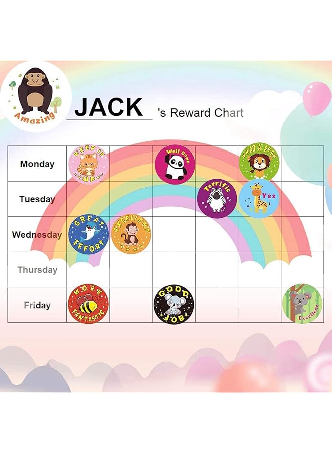 إيروريكس ملصقات مكافأة الحيوانات، لفافات حيوانات كرتونية للأطفال، ألوان زاهية، ذاتية اللصق، سهلة الإزالة، ملصق عملي مناسب للتثبيت على الكتب ومخططات الواجبات المنزلية - Image 2