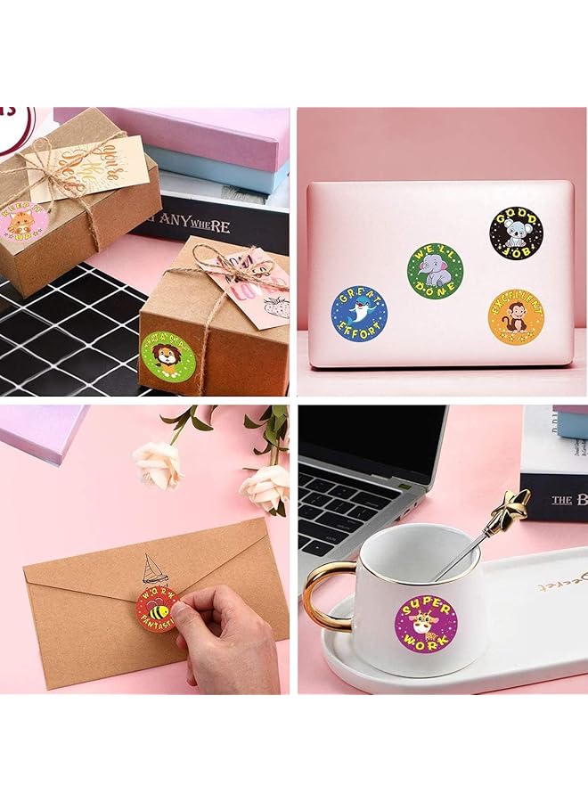 إيروريكس ملصقات مكافأة الحيوانات، لفافات حيوانات كرتونية للأطفال، ألوان زاهية، ذاتية اللصق، سهلة الإزالة، ملصق عملي مناسب للتثبيت على الكتب ومخططات الواجبات المنزلية - Image 3