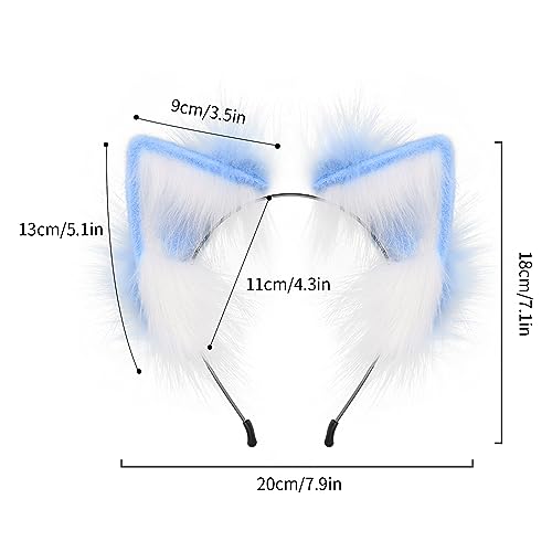 JUNBOON Faux Fur Cat Ears and Wolf Fox Tail Set Adult Claw Glove Kit for Halloween Anime Cosplay Party - Image 2