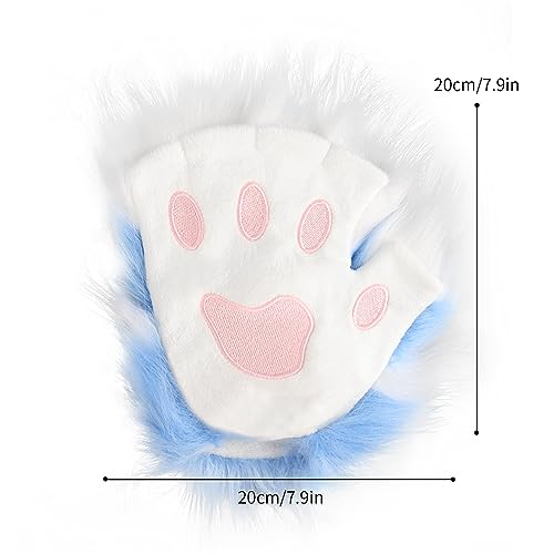 JUNBOON Faux Fur Cat Ears and Wolf Fox Tail Set Adult Claw Glove Kit for Halloween Anime Cosplay Party - Image 3