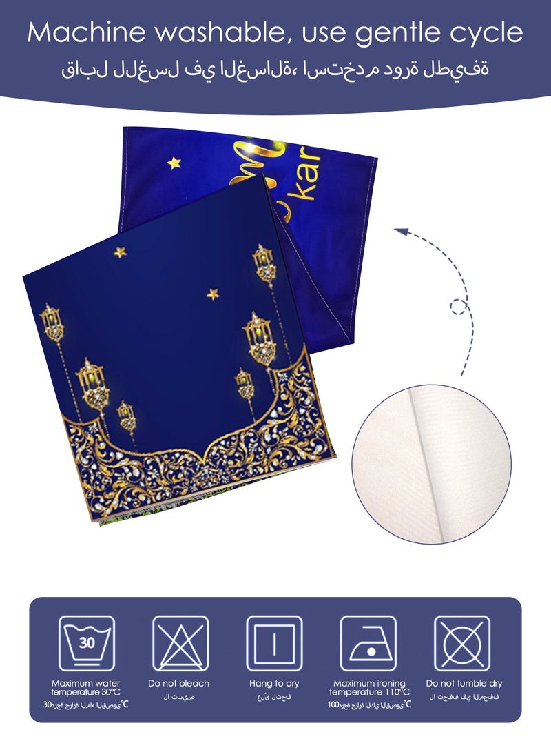 Sunnaltree 5PCS Table Runner Set,Kitchen Table Decoration,Holiday Kitchen Dining Table Runners Set for Home Party Decor, Ramadan and Eid Ramadan Party Decorations,1PC Table Runner, 4PC Pillow Cover (Blue) - Image 5