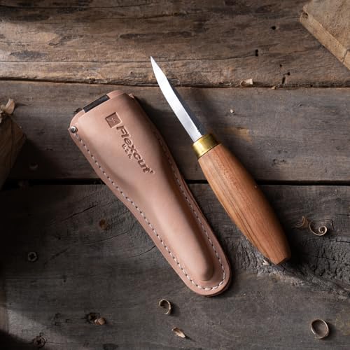 Flexcut Wood Carving Knives | Sloyd Knife | 1095 High Carbon Steel Blade | 7-1/2 inch Length | 2-7/8 inch No-Flex Blade with Extended Tang | Ergonomic Cherry Hardwood Handle | KN50 |Made in the U.S.A. - Image 3
