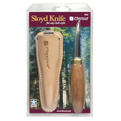 Flexcut Wood Carving Knives | Sloyd Knife | 1095 High Carbon Steel Blade | 7-1/2 inch Length | 2-7/8 inch No-Flex Blade with Extended Tang | Ergonomic Cherry Hardwood Handle | KN50 |Made in the U.S.A. - Image 2