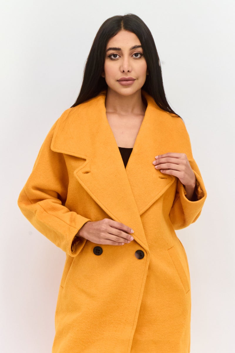 VERO MODA Women Textured Long Sleeve Trench Coat, Orange  - Image 3