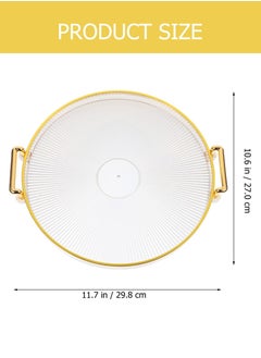 WangPangZi Multifunction Decorative Tray,27cm Round Amber Gold Transparent Serving Holder with Handles for Kitchen, Bathroom, Living Room  - Image 2
