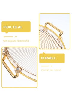 WangPangZi Multifunction Decorative Tray,27cm Round Amber Gold Transparent Serving Holder with Handles for Kitchen, Bathroom, Living Room  - Image 5