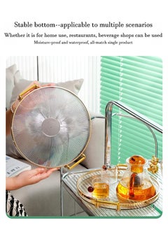 WangPangZi Multifunction Decorative Tray,27cm Round Amber Gold Transparent Serving Holder with Handles for Kitchen, Bathroom, Living Room  - Image 4