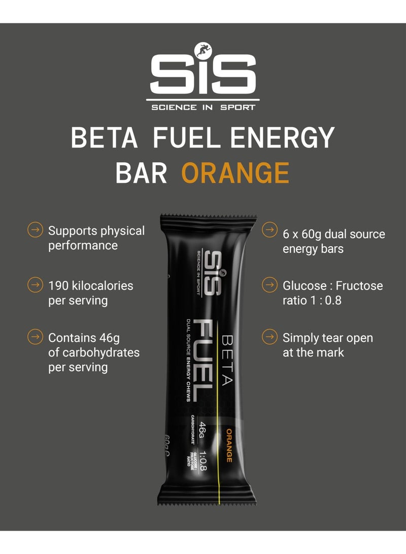 SIS Beta Energy Chews | 46g Carbohydrates | 1:0.8 Maltodextrin:Fructose Ratio | Dual Source Energy Chews | Easily Digestible | Orange Flavour | 6 Pack - Image 2