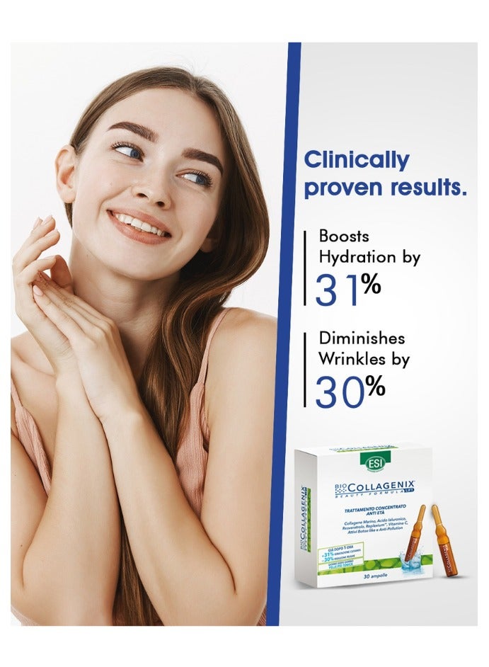 اي اس آي أمبولات بيوكولاجينيكس المضادة للشيخوخة مع الكولاجين وحمض الهيالورونيك والريسفيراترول | تتضمن فرشاة تنظيف الوجه لبشرة ناعمة ونقية | سيروم لشد الوجه لعلاج التجاعيد والخطوط الدقيقة وترطيب البشرة - Image 4