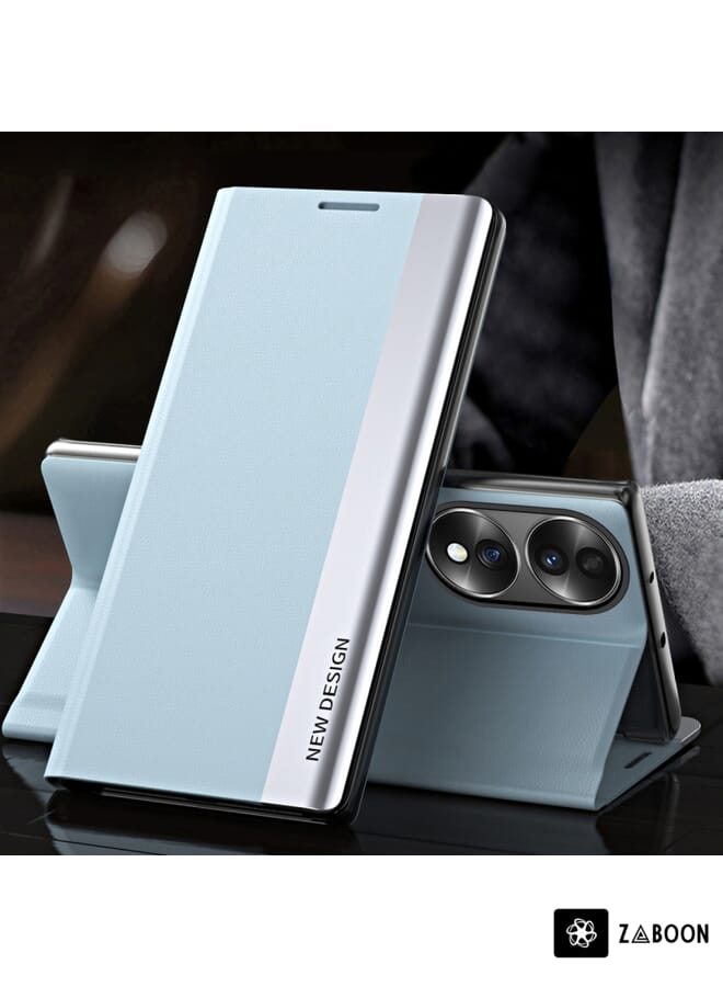 زبون جراب حماية لهاتف Honor 70، مصنوع من الجلد المغناطيسي المطلي بالكهرباء من الجانبين. - Image 2